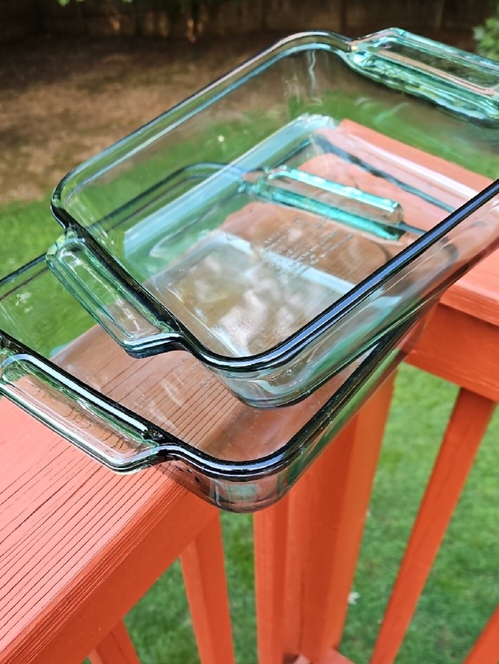 Vintage Anchor Hocking #1035 Green Glass Square 8" X 8" Baking Dish
